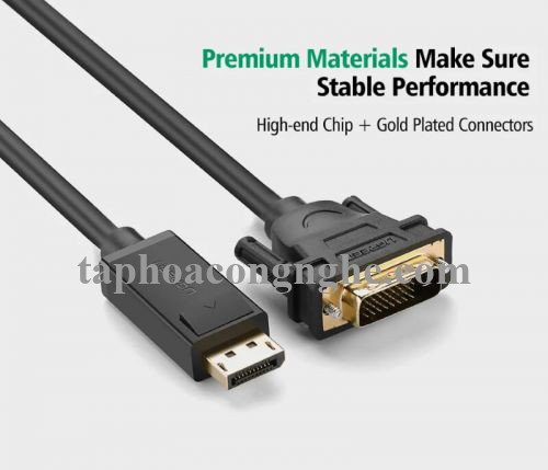 Ugreen 10223 5M màu Đen Cáp chuyển đổi DP sang DVI 24 + 1 Hỗ trợ độ phân giải 1920x1201 DP103 30010223